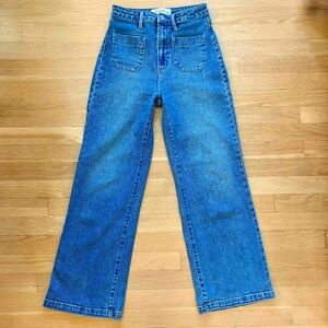 Just Black High-Waist Wide-Leg Jeans in Blue Wash